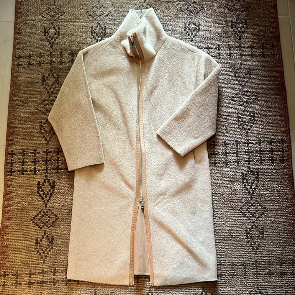 Free People Lana Oversized Faux Fur Longline Duster Coat Camel Size XS